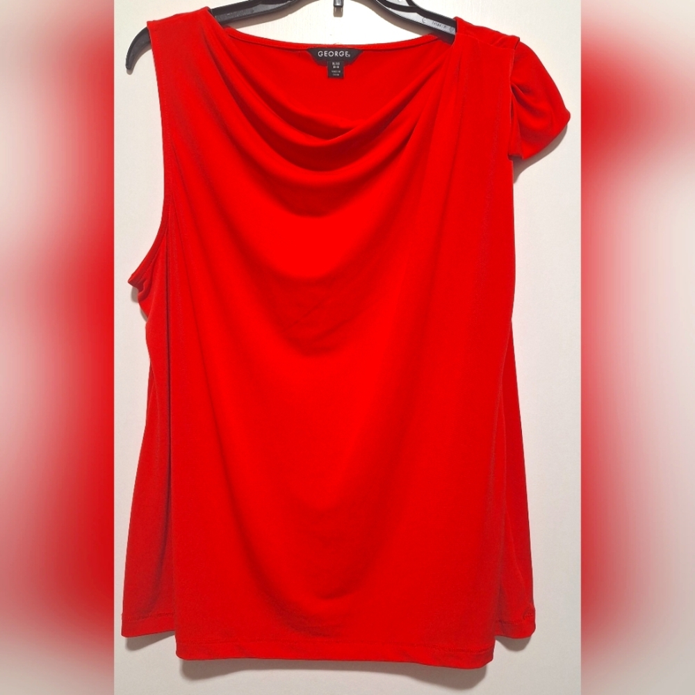GEORGE RED DRAPED SLEEVELESS BLOUSE MATCHING SKIRT AVAILABLE.